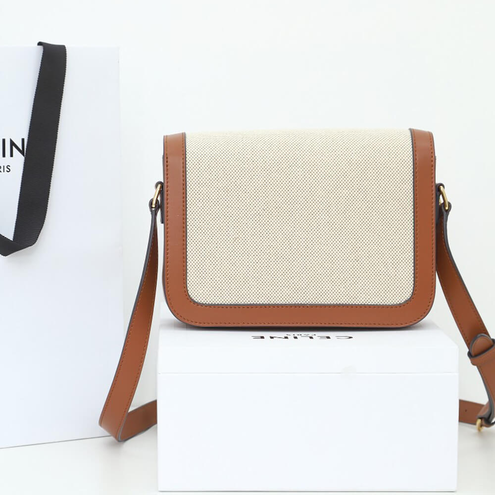 Ce1i*e CLASSIQUE TRIOMPHE BAG IN TRIOMPHE CANVAS AND CALFSKIN(HIGH-END GRADE)