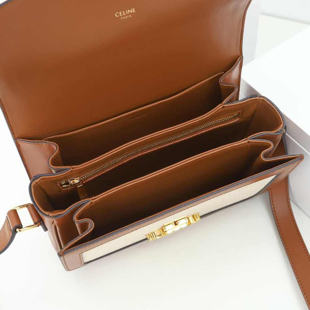 Ce1i*e CLASSIQUE TRIOMPHE BAG IN TRIOMPHE CANVAS AND CALFSKIN(HIGH-END GRADE)