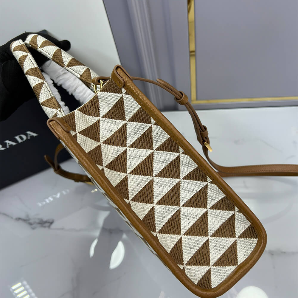 Small Pra*a Symbole jacquard fabric handbag