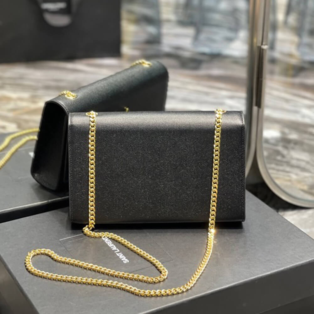 KATE MEDIUM CHAIN BAG IN GRAIN DE POUDRE EMBOSSED LEATHER