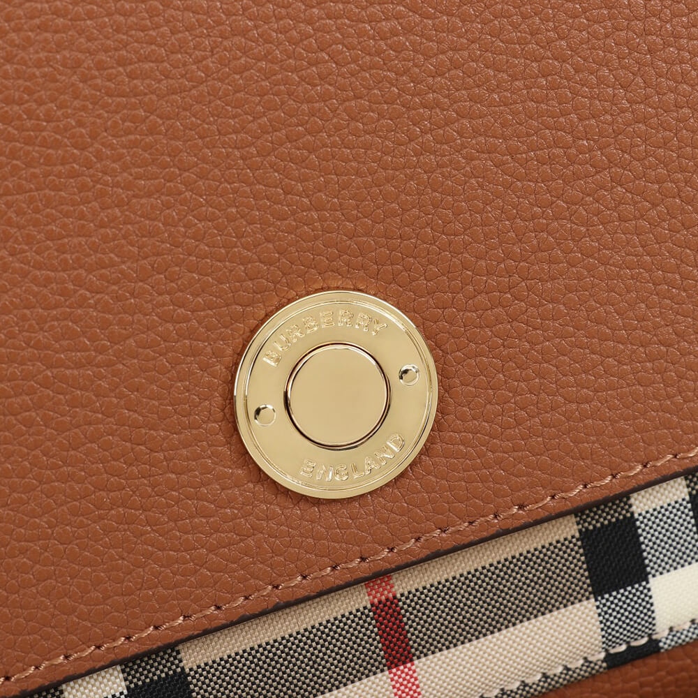 Bv*b*rry Vintage Check and Leather Note Crossbody Bag