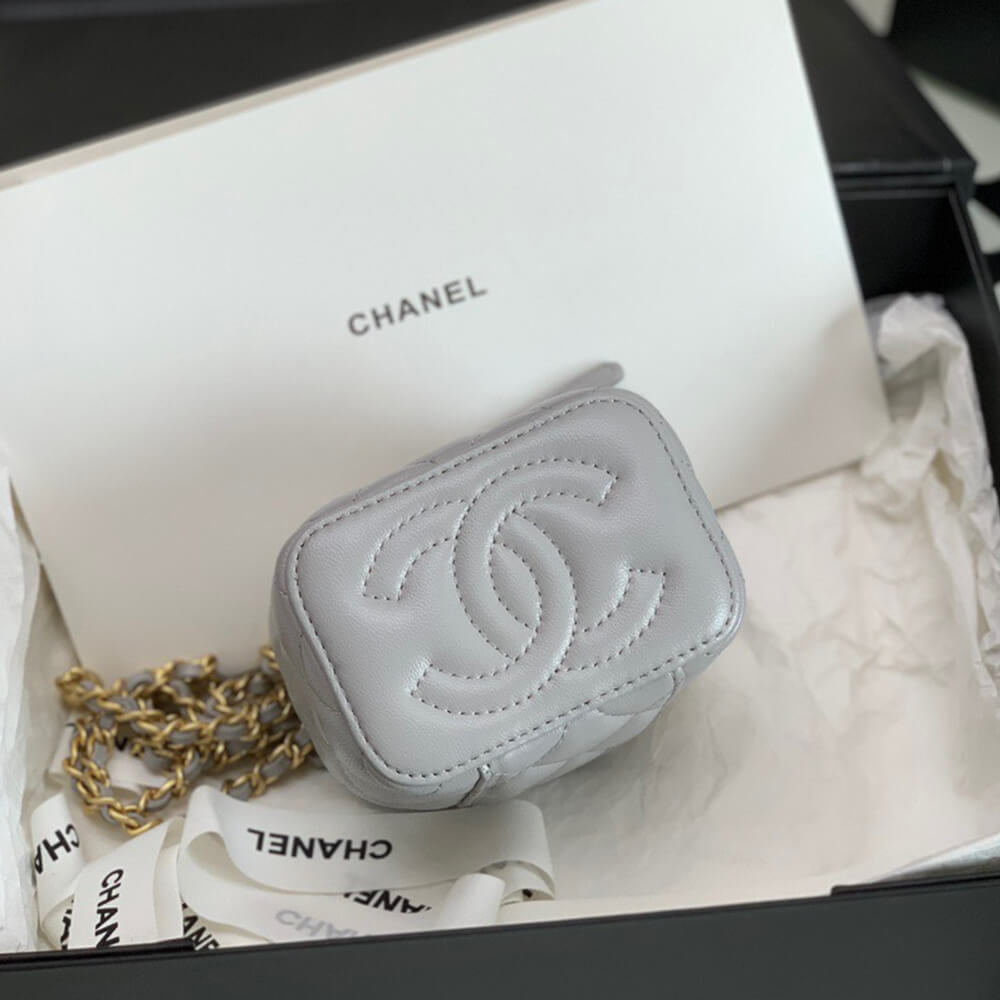 Ch**el Quilted Pearl Crush Mini Vanity Case