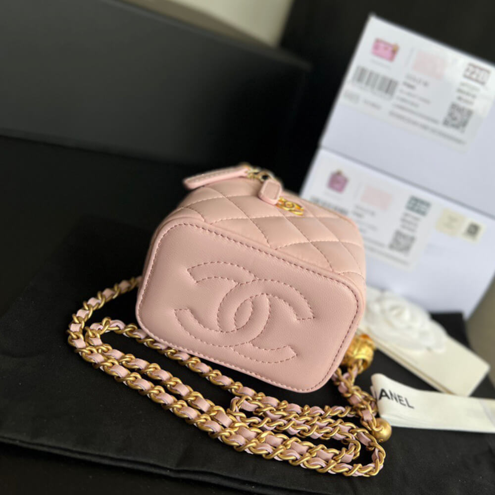 Ch**el Quilted Pearl Crush Mini Vanity Case