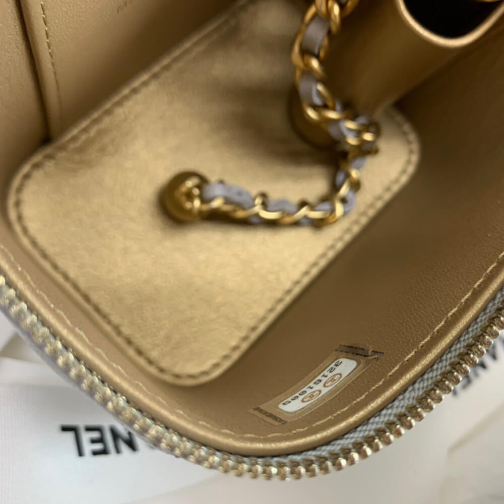 Ch**el Quilted Pearl Crush Mini Vanity Case