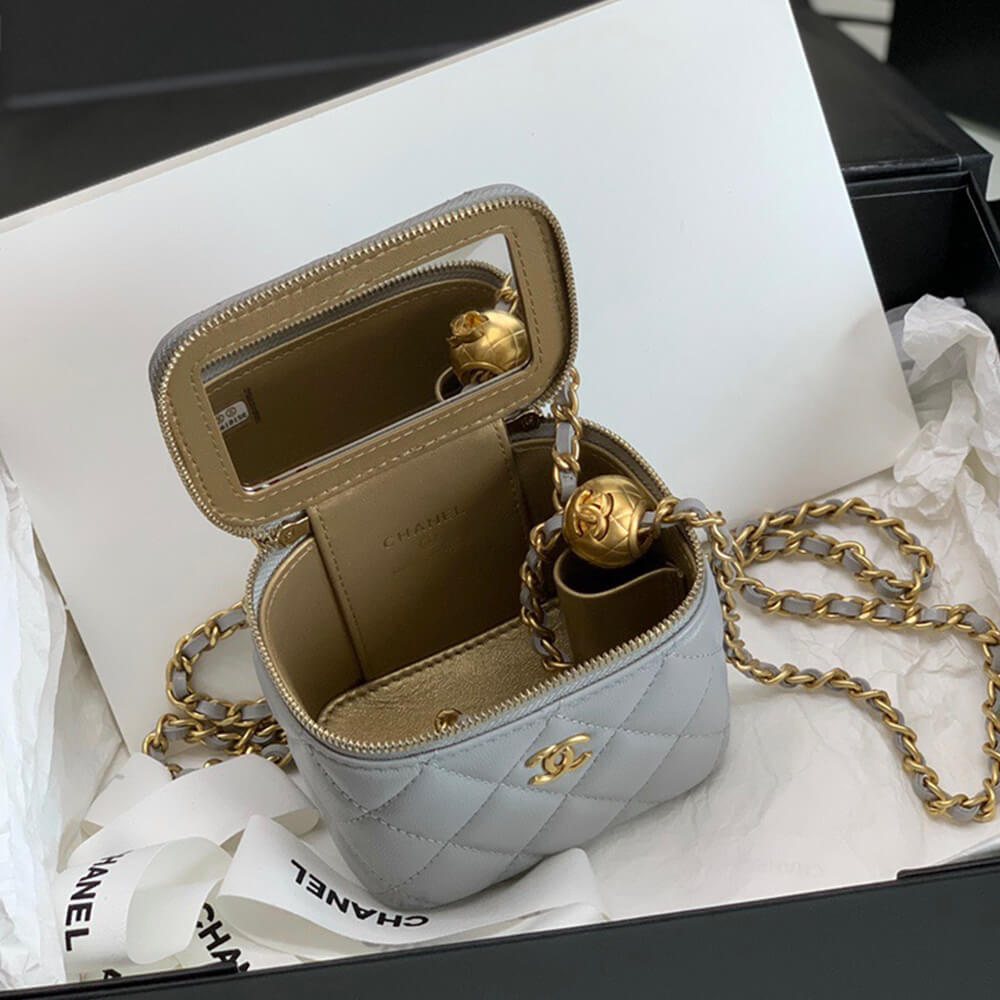 Ch**el Quilted Pearl Crush Mini Vanity Case