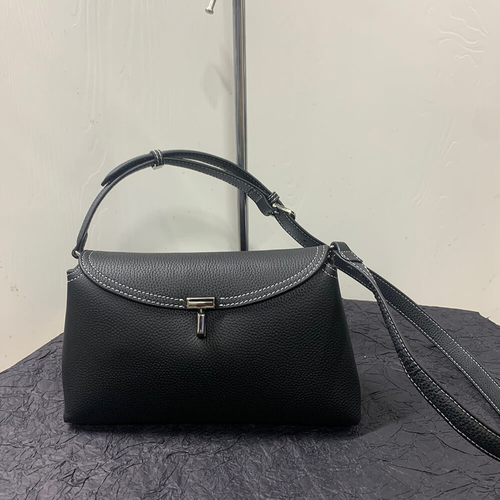 TOTEME T-Lock grained-leather clutch(High-end Grade)