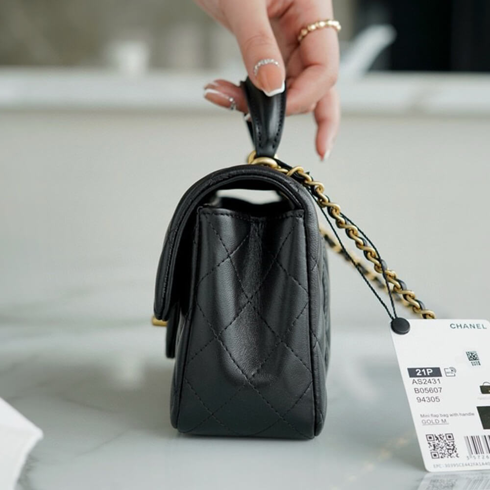 Ch**el Mini Flap with Top Handle(HIGH-END GRADE)