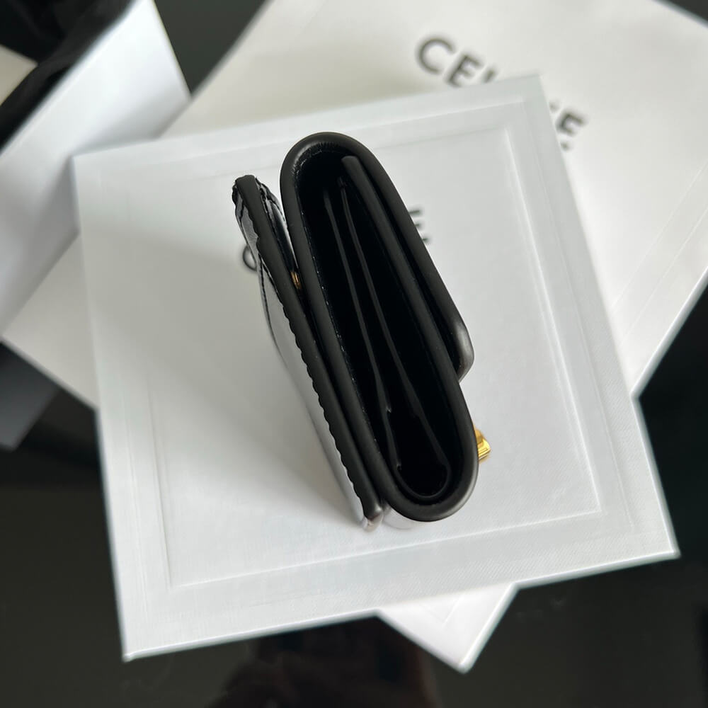 Ce1i*e COMPACT WALLET WITH COIN TRIOMPHE IN SHINY CALFSKIN(HIGH-END GRADE)