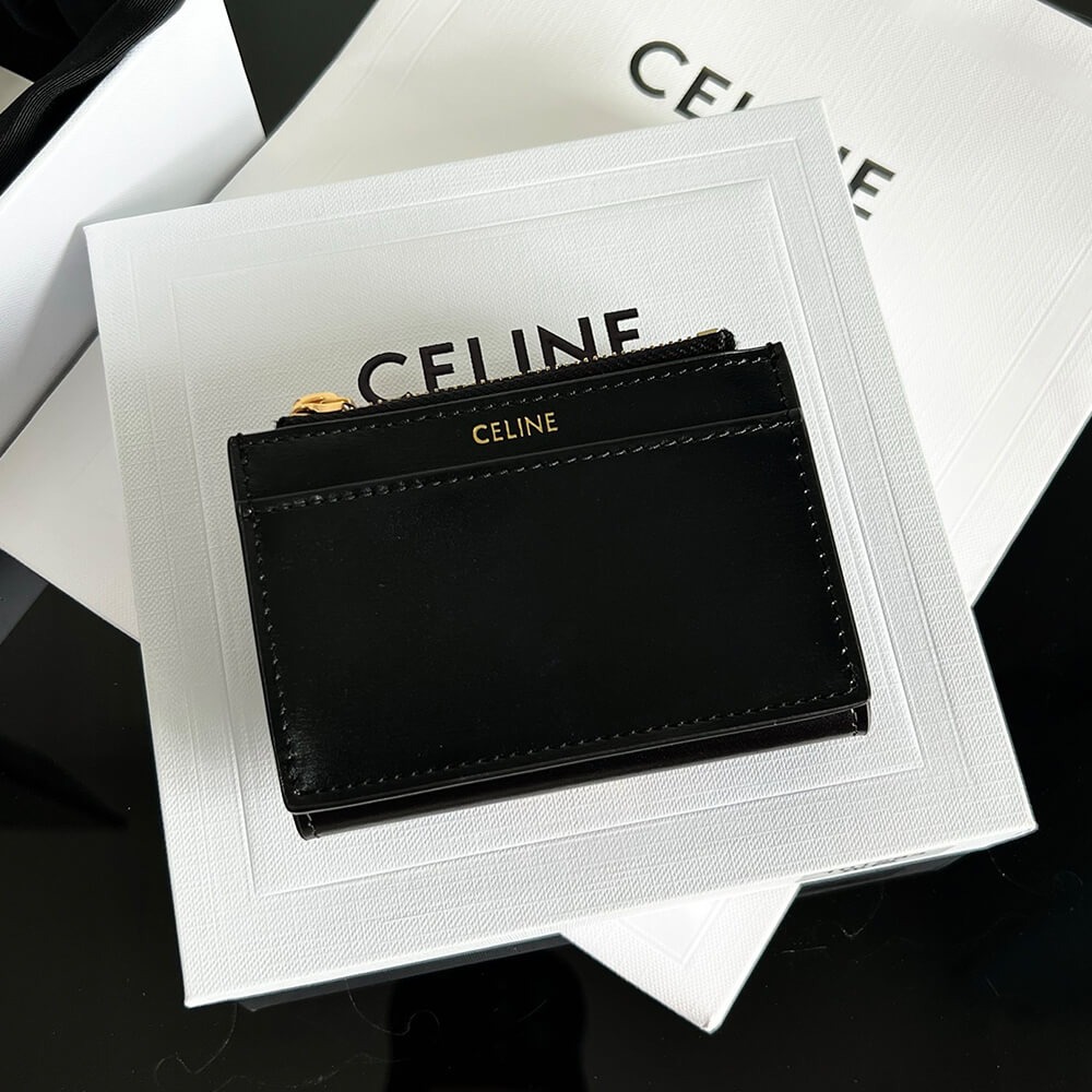 Ce1i*e COMPACT WALLET WITH COIN TRIOMPHE IN SHINY CALFSKIN(HIGH-END GRADE)