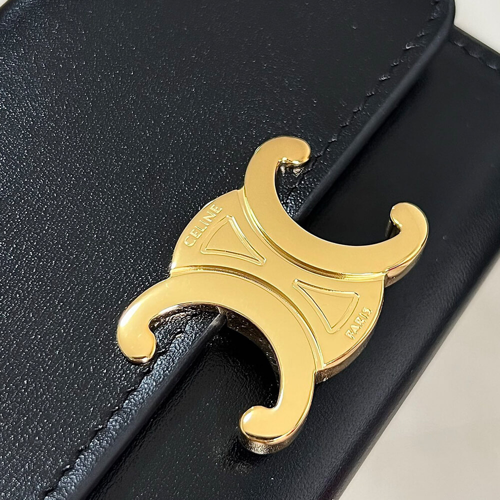 Ce1i*e COMPACT WALLET WITH COIN TRIOMPHE IN SHINY CALFSKIN(HIGH-END GRADE)