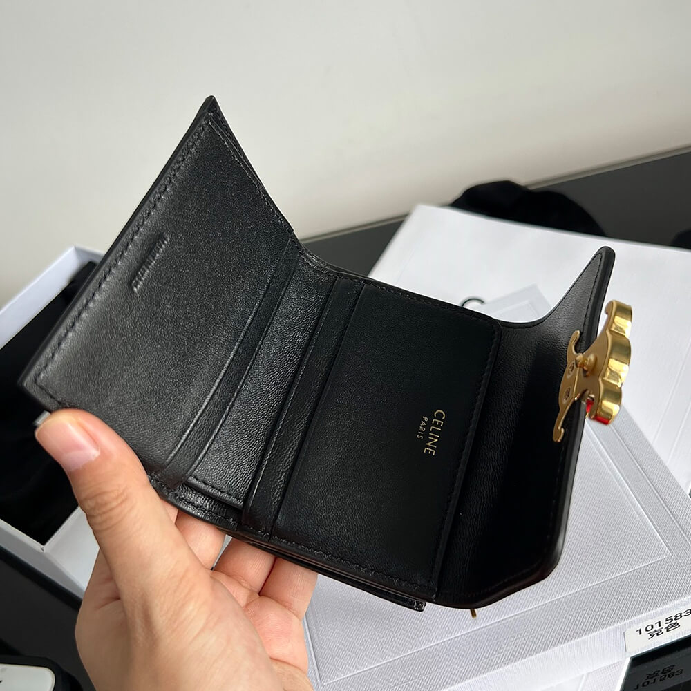 Ce1i*e COMPACT WALLET WITH COIN TRIOMPHE IN SHINY CALFSKIN(HIGH-END GRADE)