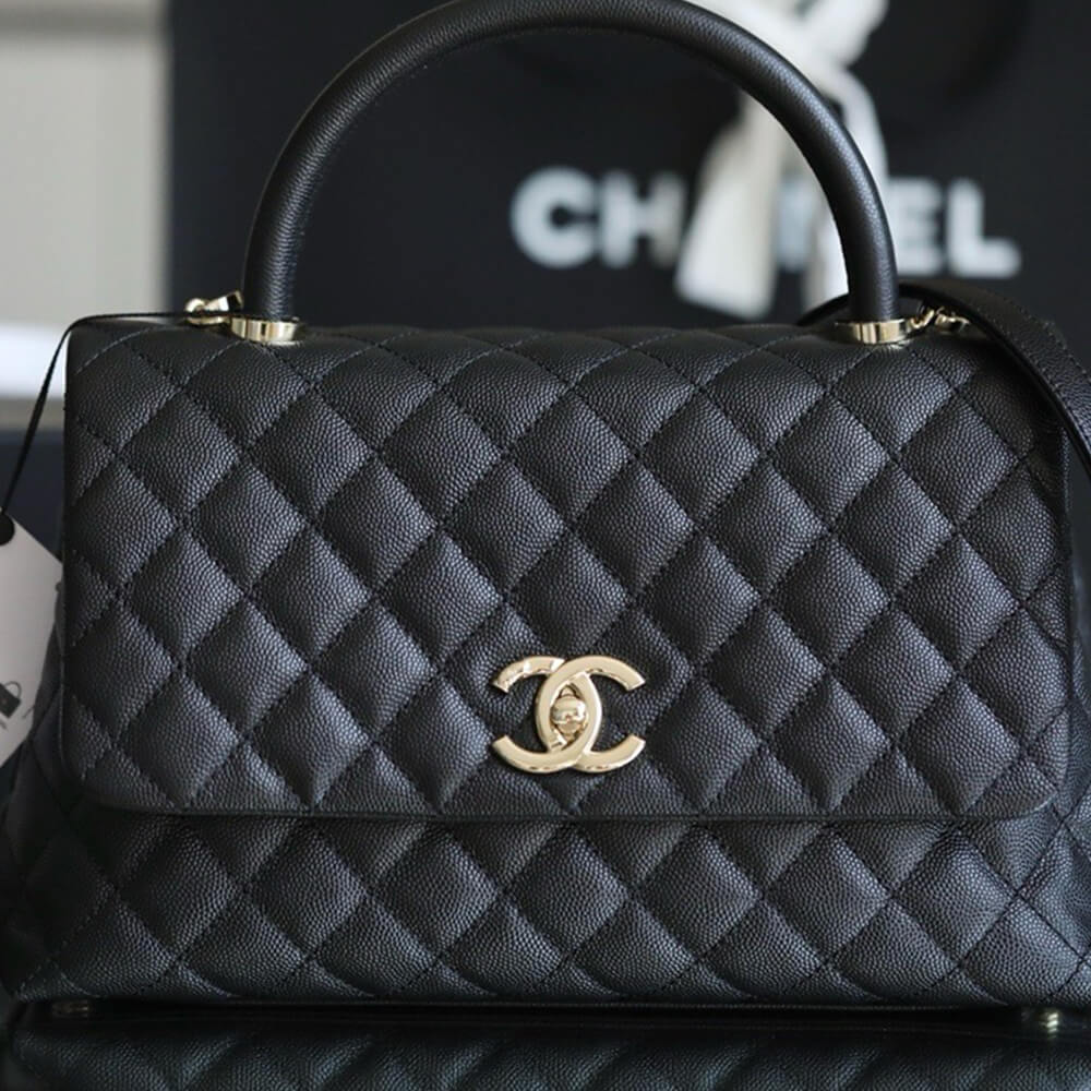 Ch**el LARGE FLAP BAG WITH TOP HANDLE(TAX-FREE GRADE)