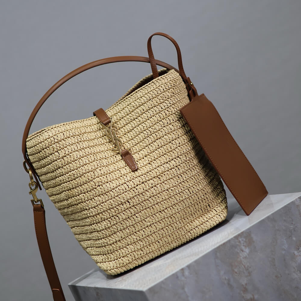 Y51 LE 37 IN WOVEN RAFFIA AND VEGETABLE-TANNED LEATHER(HIGH-END GRADE)