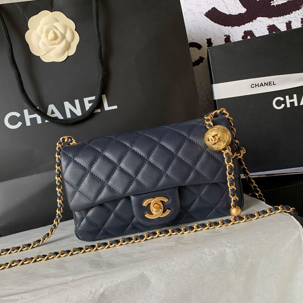 Ch**el Pearl Crush Mini Rectangular Flap