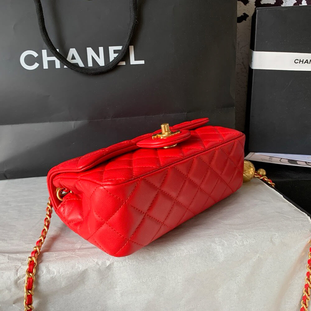 Ch**el Pearl Crush Mini Rectangular Flap