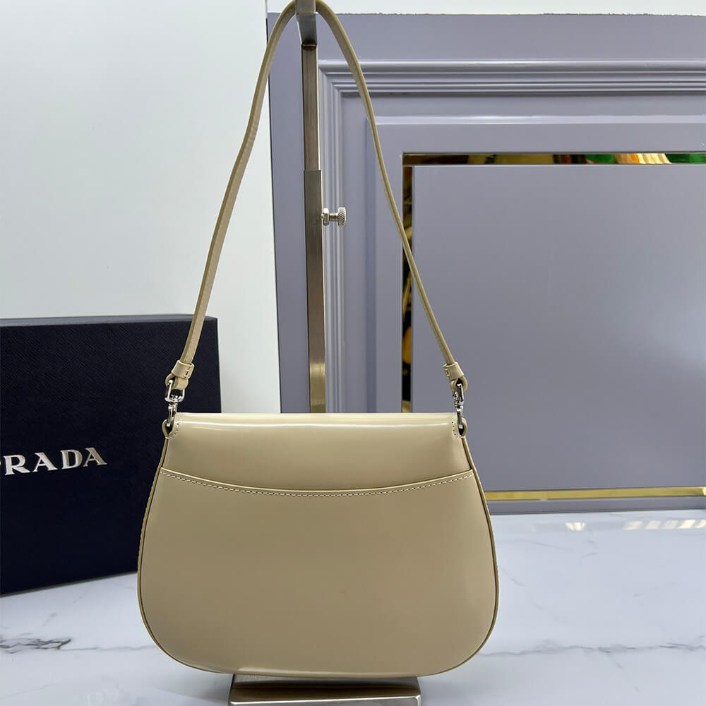 Small Pra*a Cleo brushed leather shoulder bag with flap