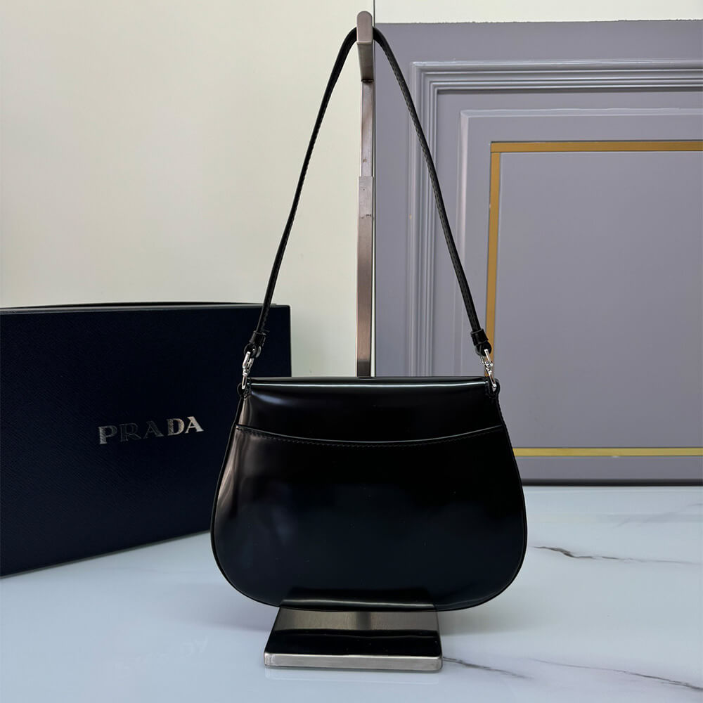Small Pra*a Cleo brushed leather shoulder bag with flap