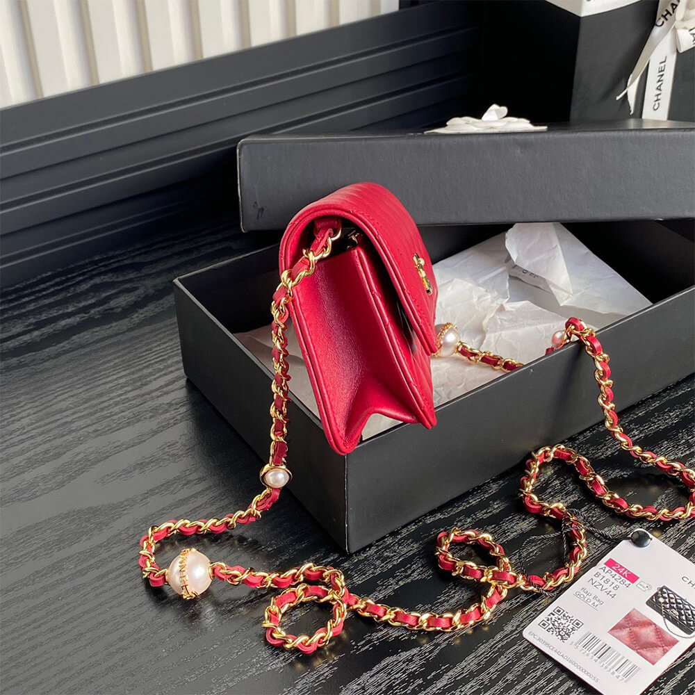 Ch**el Flap Phone Holder with Chain(HIGH-END GRADE)