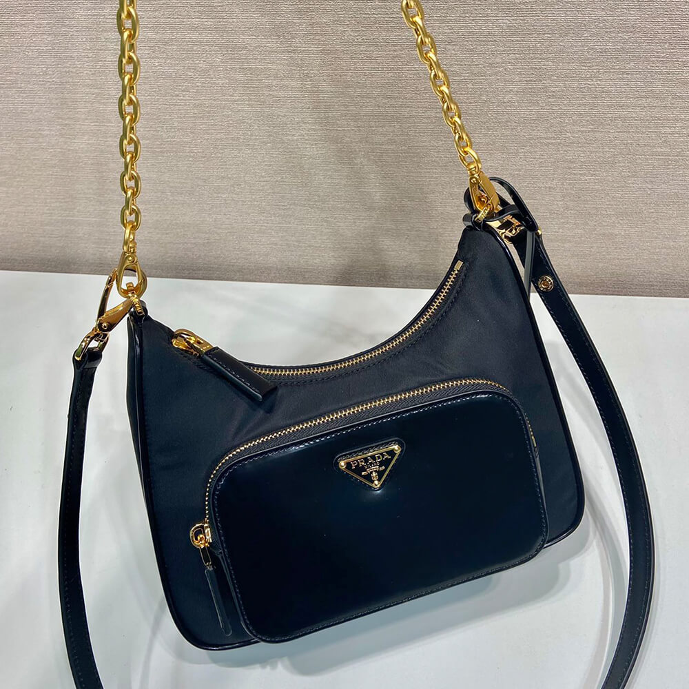 Pra*a Re-nylon And Brushed Leather Mini bag