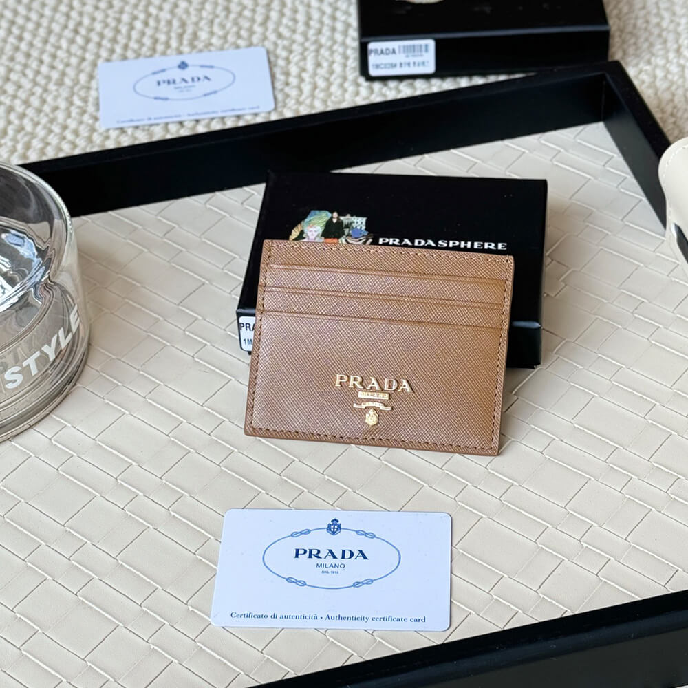 Pra*a Saffiano Leather Card Holder