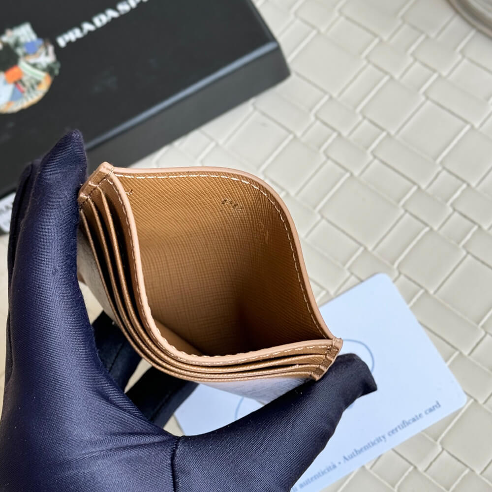 Pra*a Saffiano Leather Card Holder