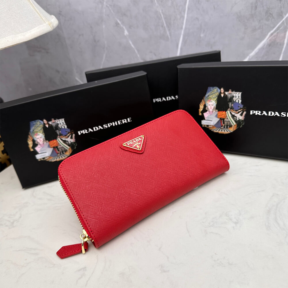 Pra*a Large Saffiano Leather Wallet