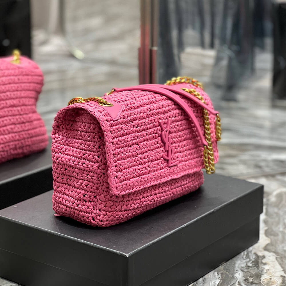 Sa1nt Lau*nt NIKI CHAIN MEDIUM IN RAFFIA(HIGH-END GRADE)