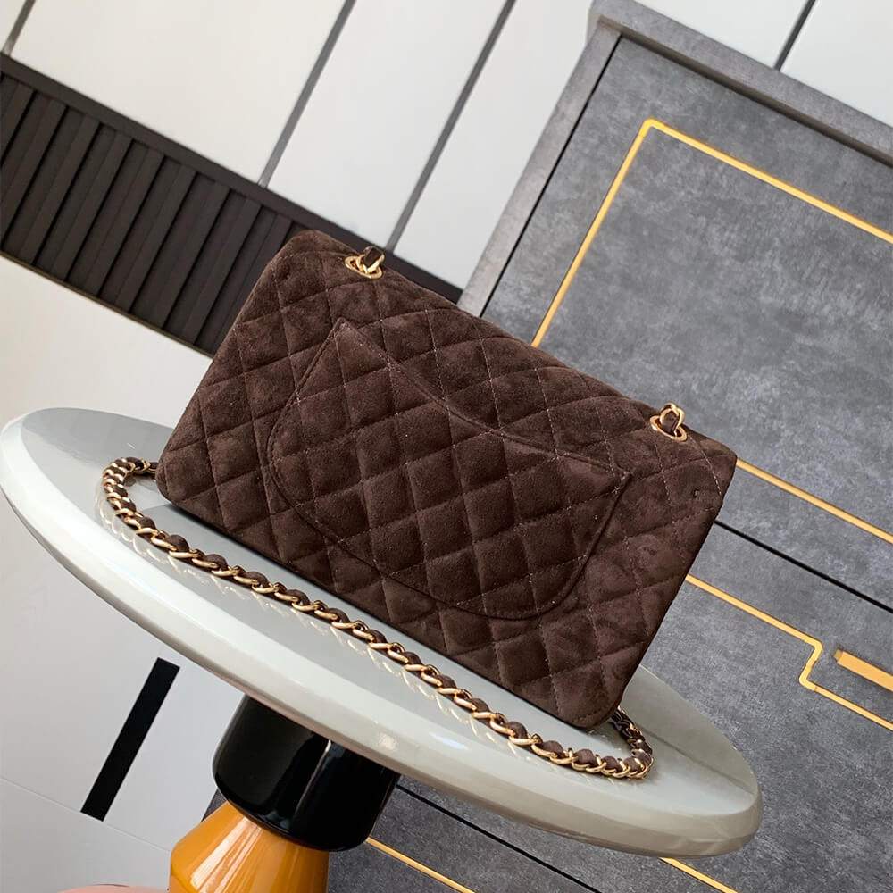 Ch**el Suede Classic Double Flap Handbag(HIGH-END GRADE)