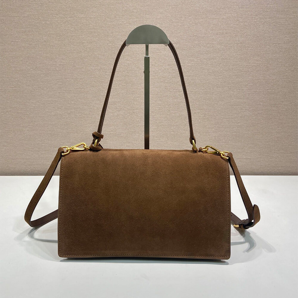 Pra*a Soft Sound medium suede shoulder bag(high-end grade)
