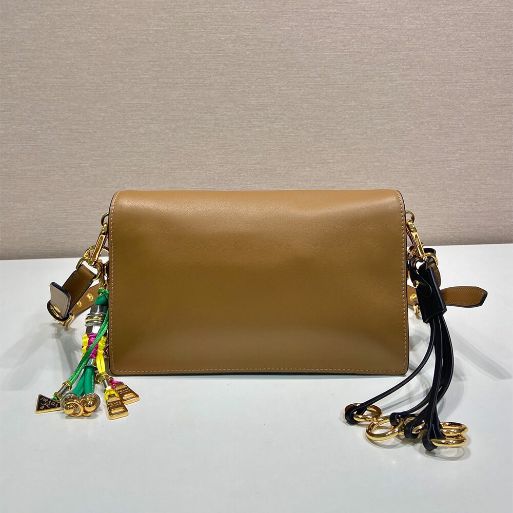 Pra*a Soft Sound small leather shoulder bag with charms(high-end grade)