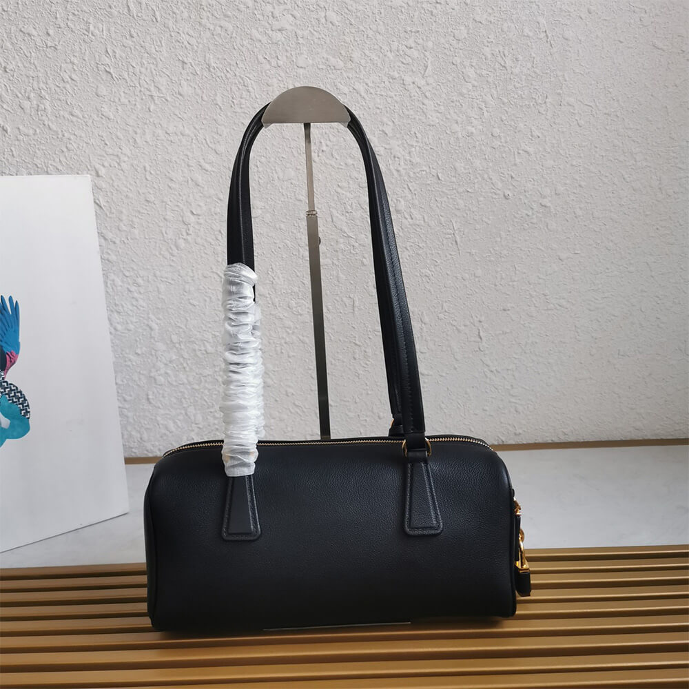Pra*a Medium leather top-handle bag with padlock(high-end grade)