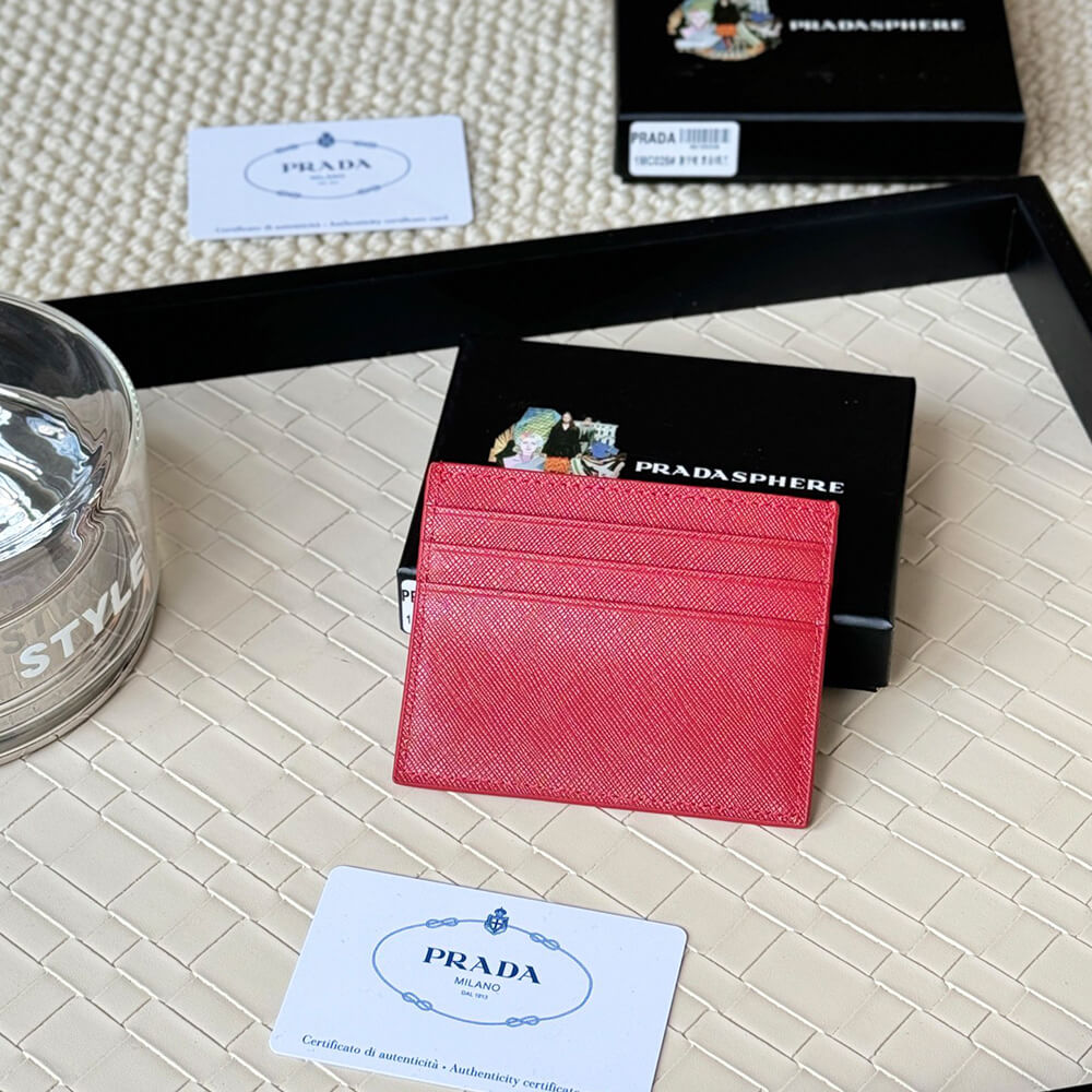 Pra*a Saffiano Leather Card Holder