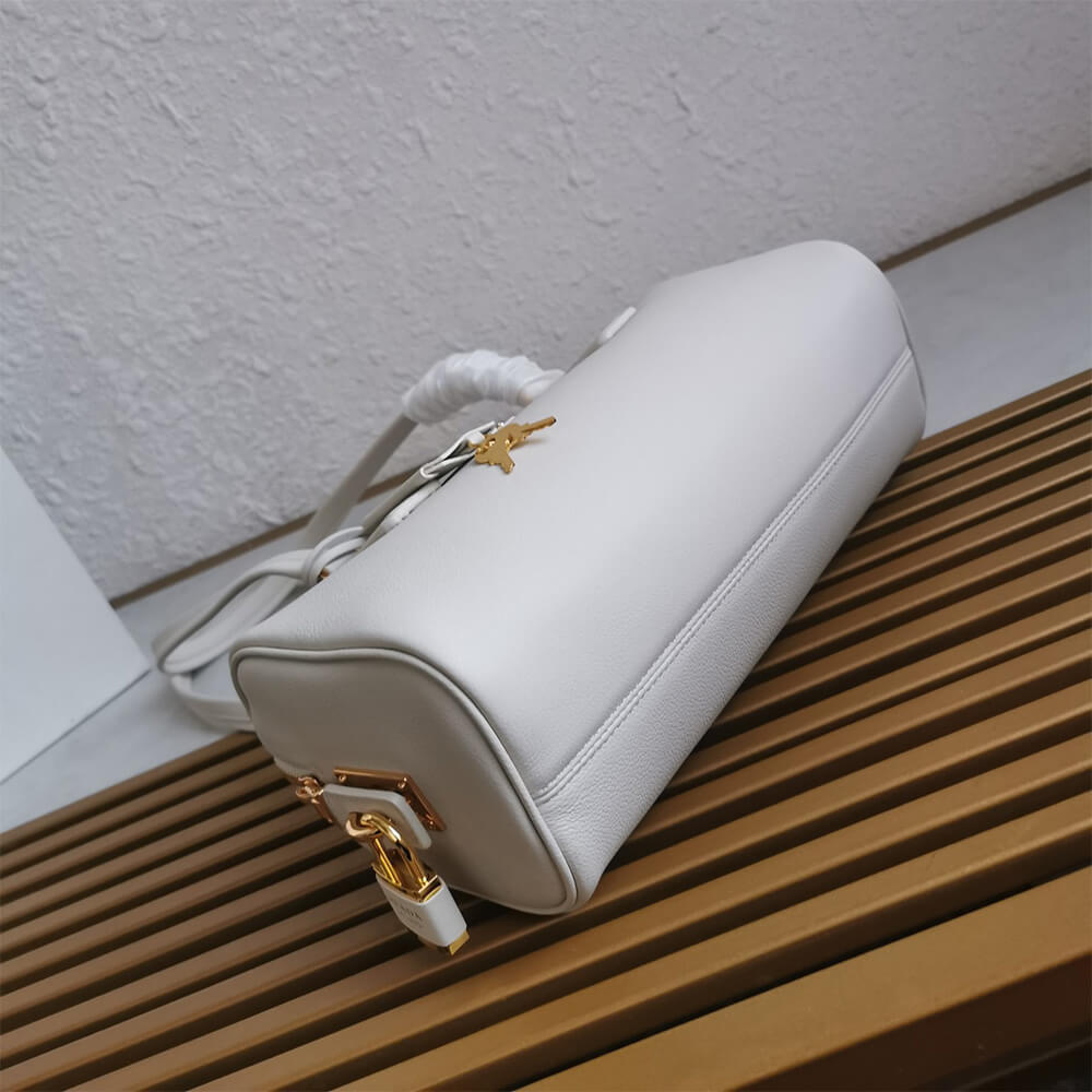 Pra*a Medium leather top-handle bag with padlock(high-end grade)