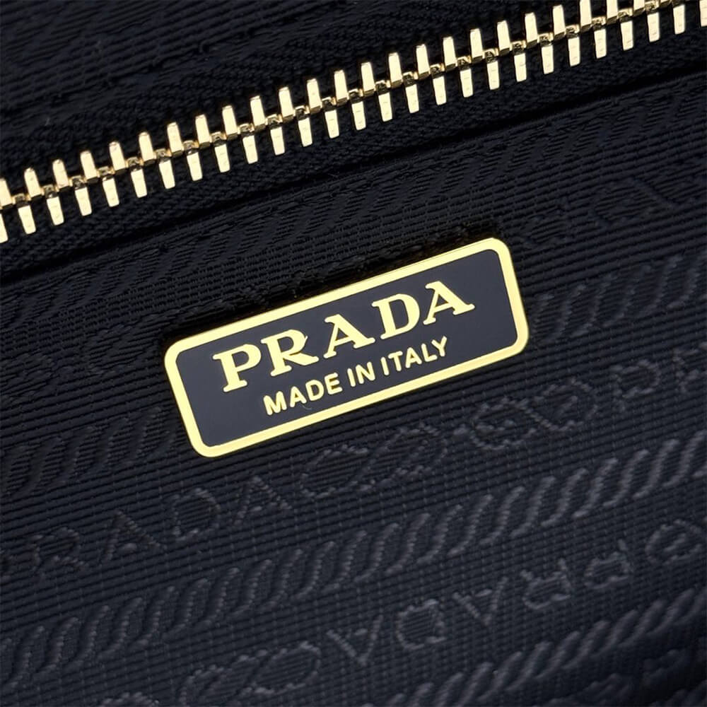 Pra*a Re-Nylon and leather medium top-handle bag with padlock(high-end grade)