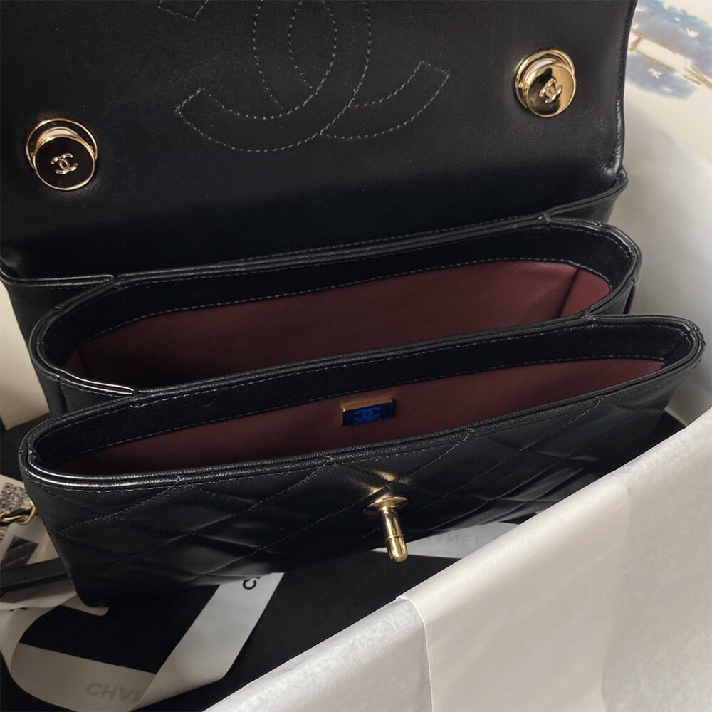 Ch**el FLAP BAG WITH TOP HANDLE
