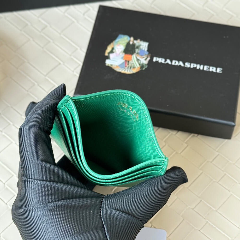 Pra*a Saffiano Leather Card Holder