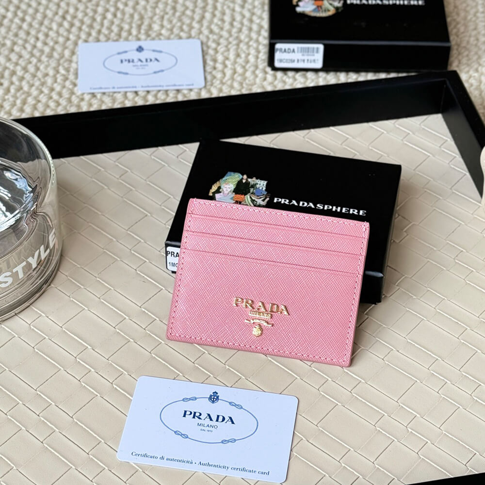 Pra*a Saffiano Leather Card Holder