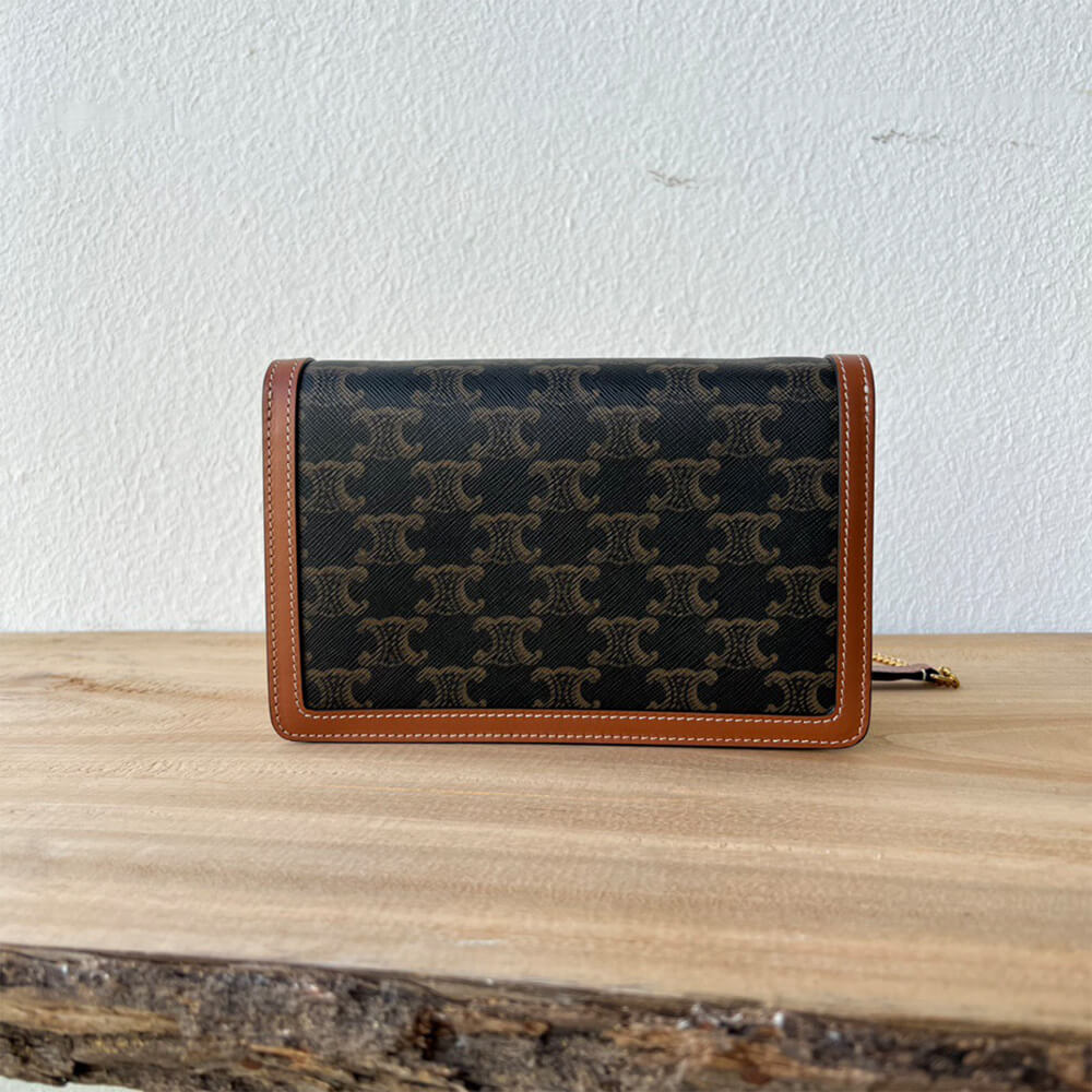 Ce1i*e WALLET ON CHAIN MARGO in TRIOMPHE CANVAS and calfskin(High-end Grade)