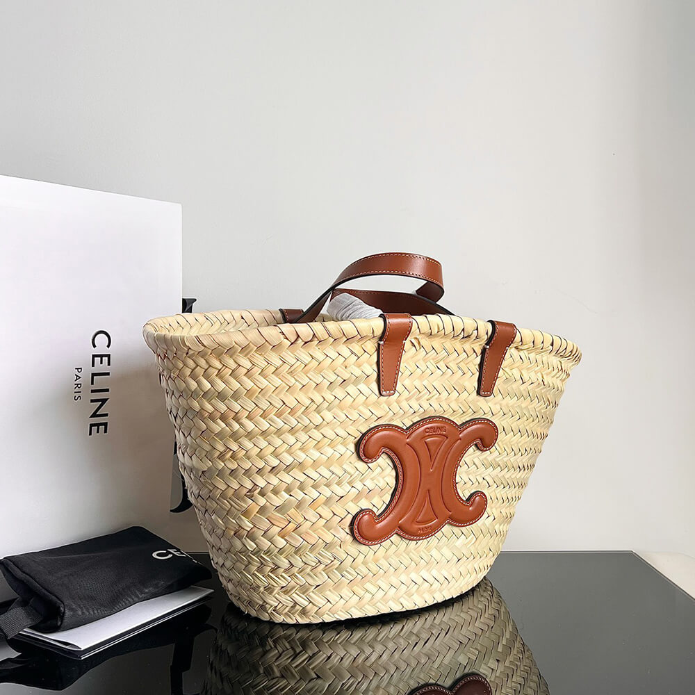 TEEN Ce1i*e CLASSIC PANIER in Palm leaves and Calfskin(high-end grade)