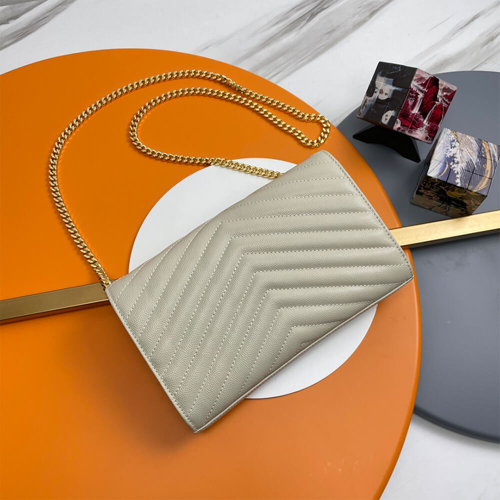 Y51 classic cassandre chain wallet in grain de poudre leather