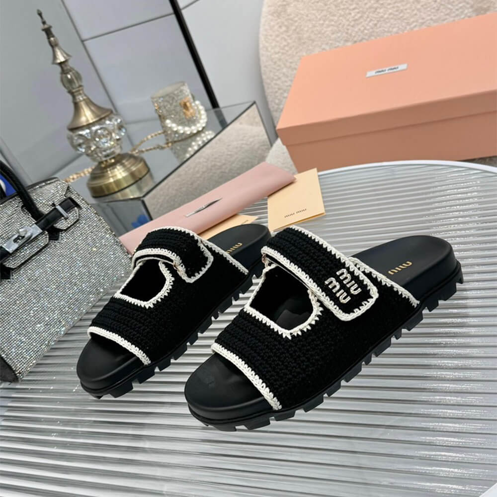 M1um1u Crochet knit slides