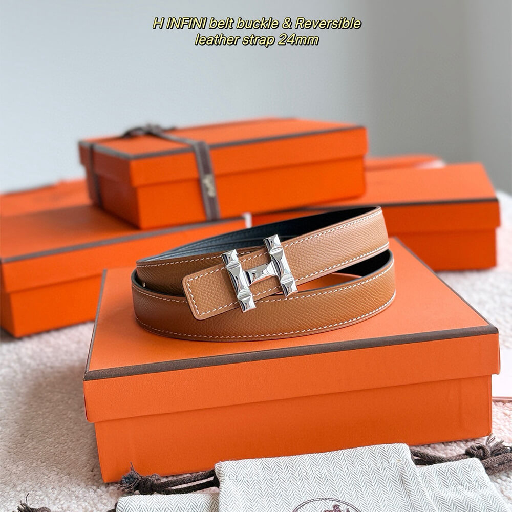 H Infini belt buckle & Reversible leather strap 24 mm