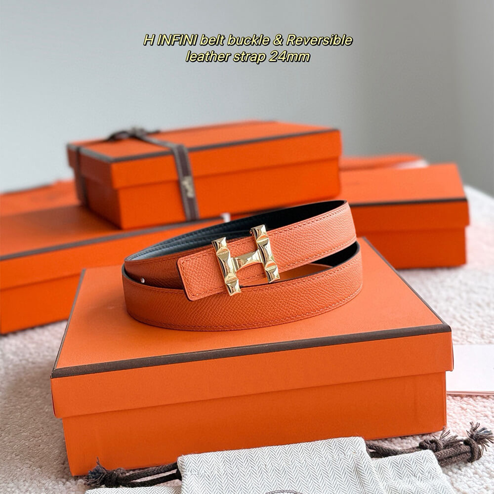 H Infini belt buckle & Reversible leather strap 24 mm