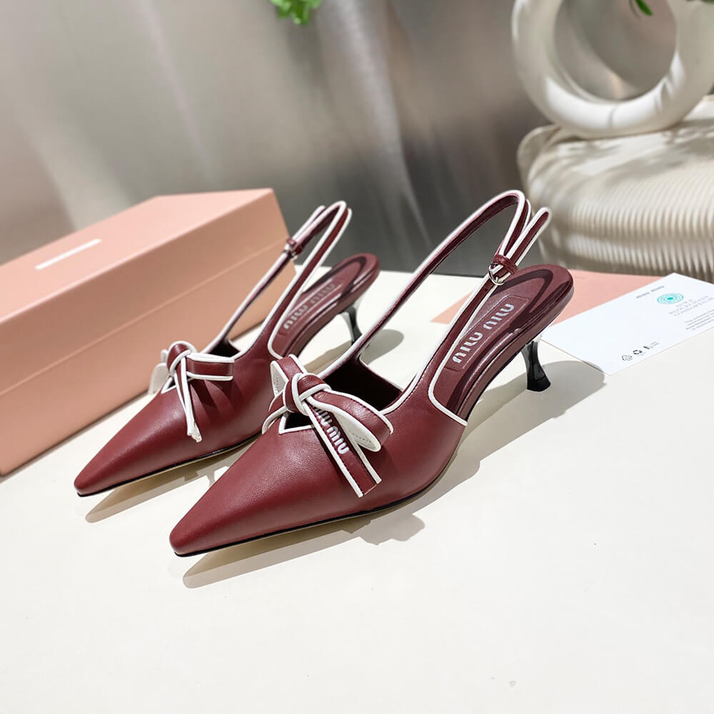 M1um1u Nappa leather slingback pumps