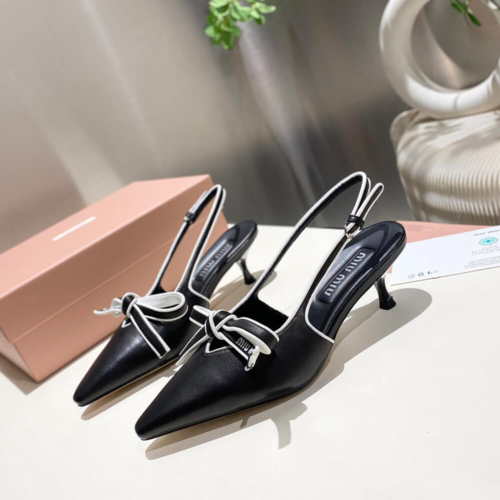 M1um1u Nappa leather slingback pumps