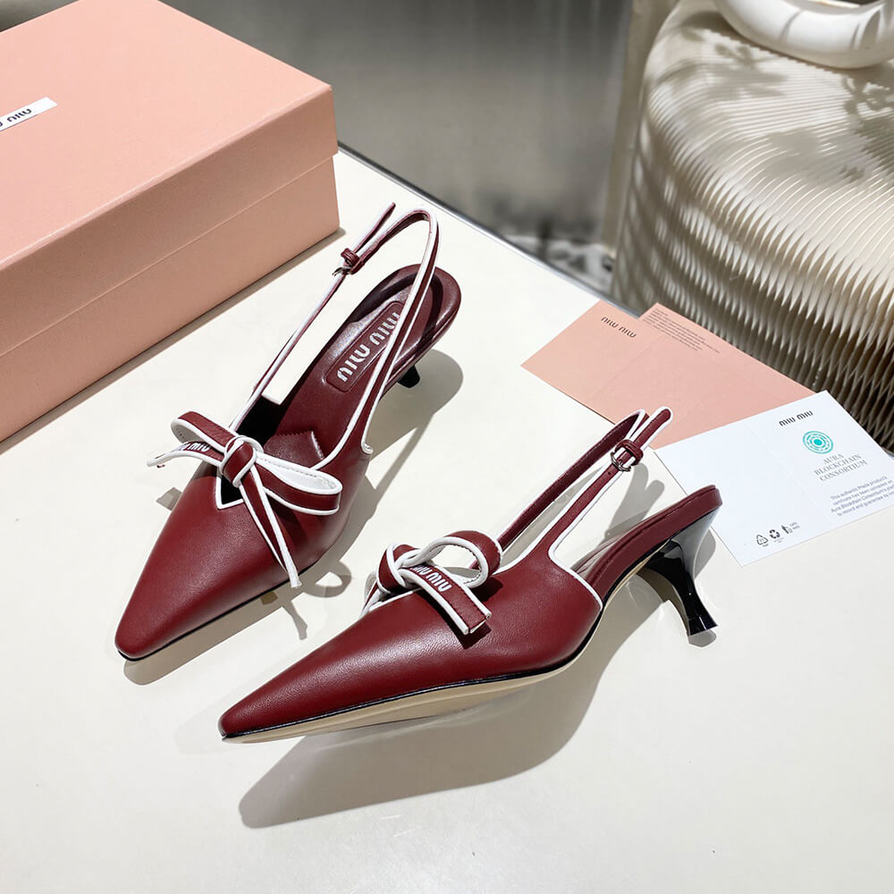 M1um1u Nappa leather slingback pumps