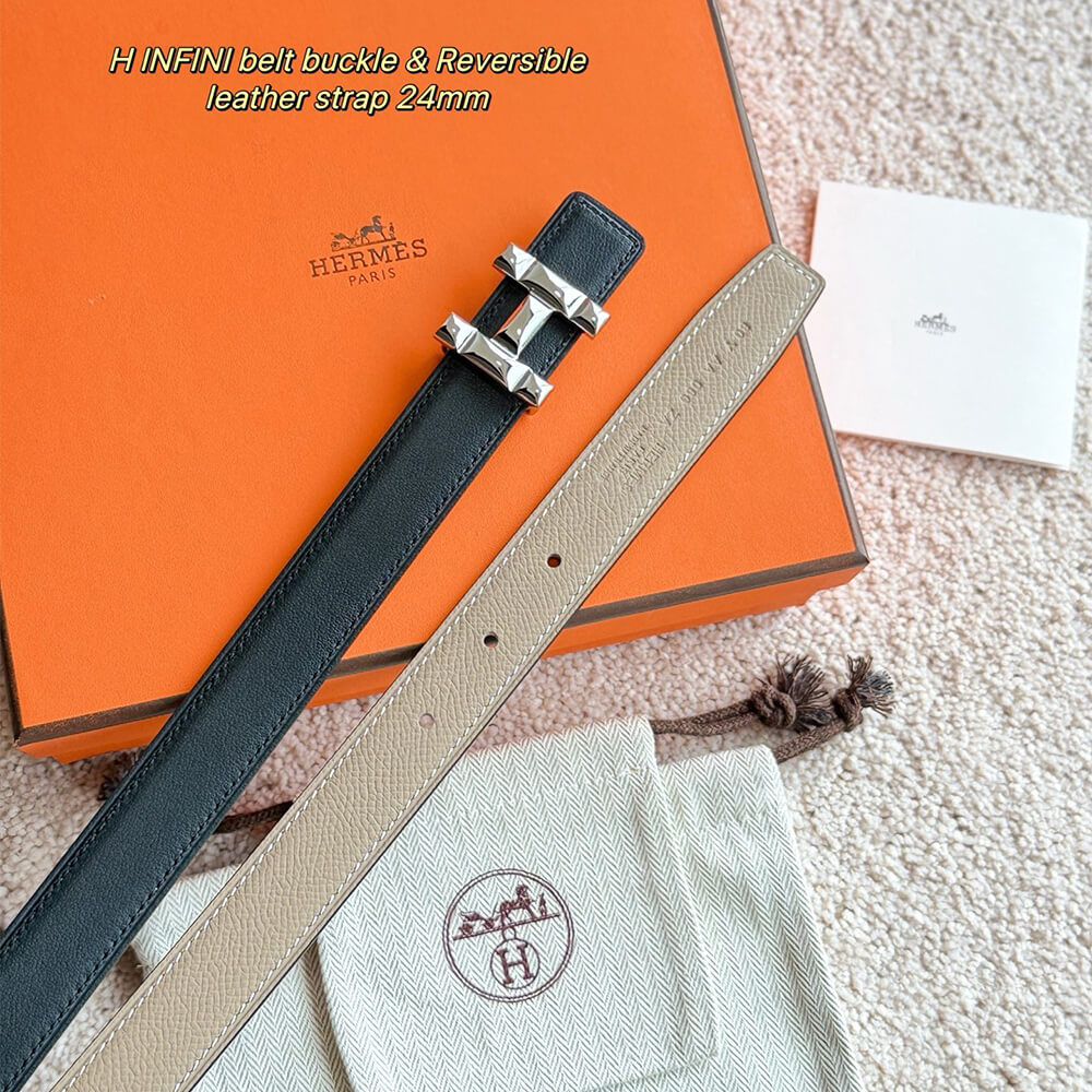 H Infini belt buckle & Reversible leather strap 24 mm