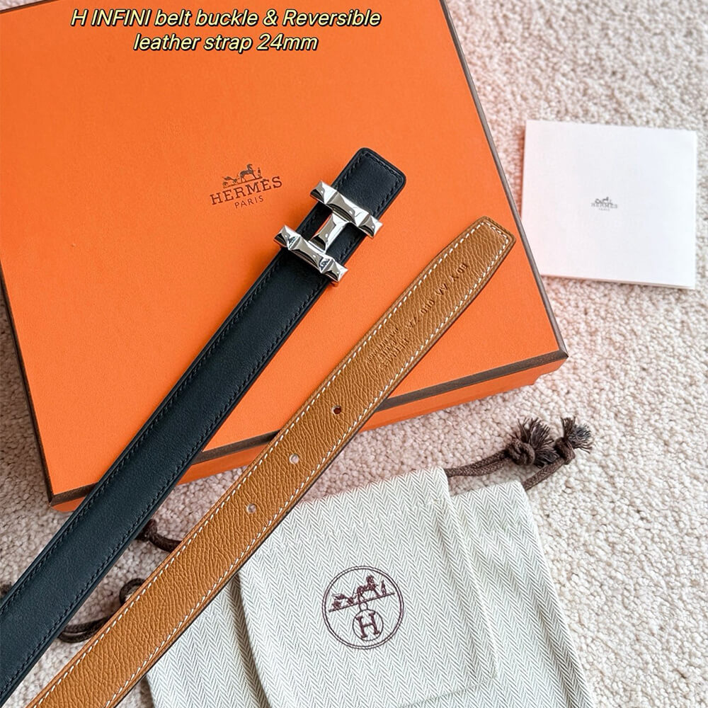 H Infini belt buckle & Reversible leather strap 24 mm