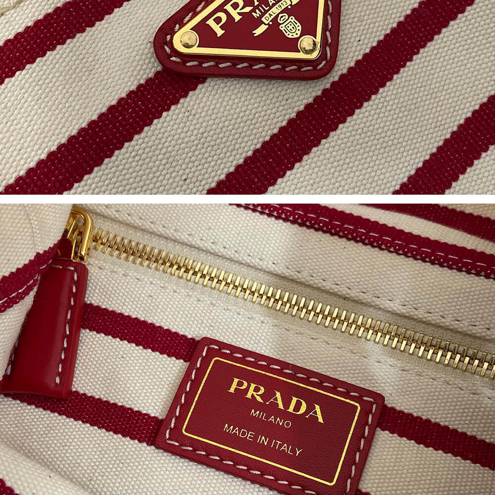 Pra*a Mariner small striped fabric bucket bag