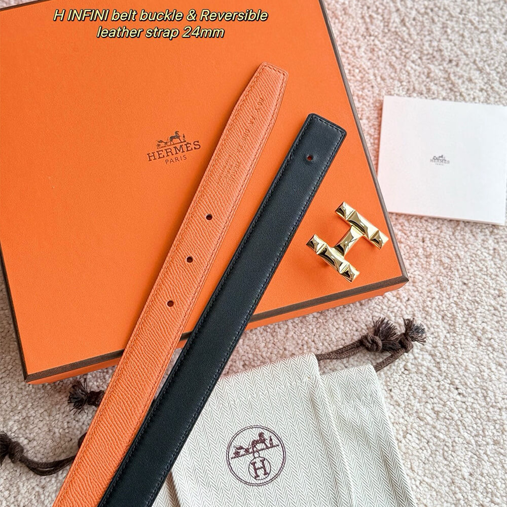 H Infini belt buckle & Reversible leather strap 24 mm